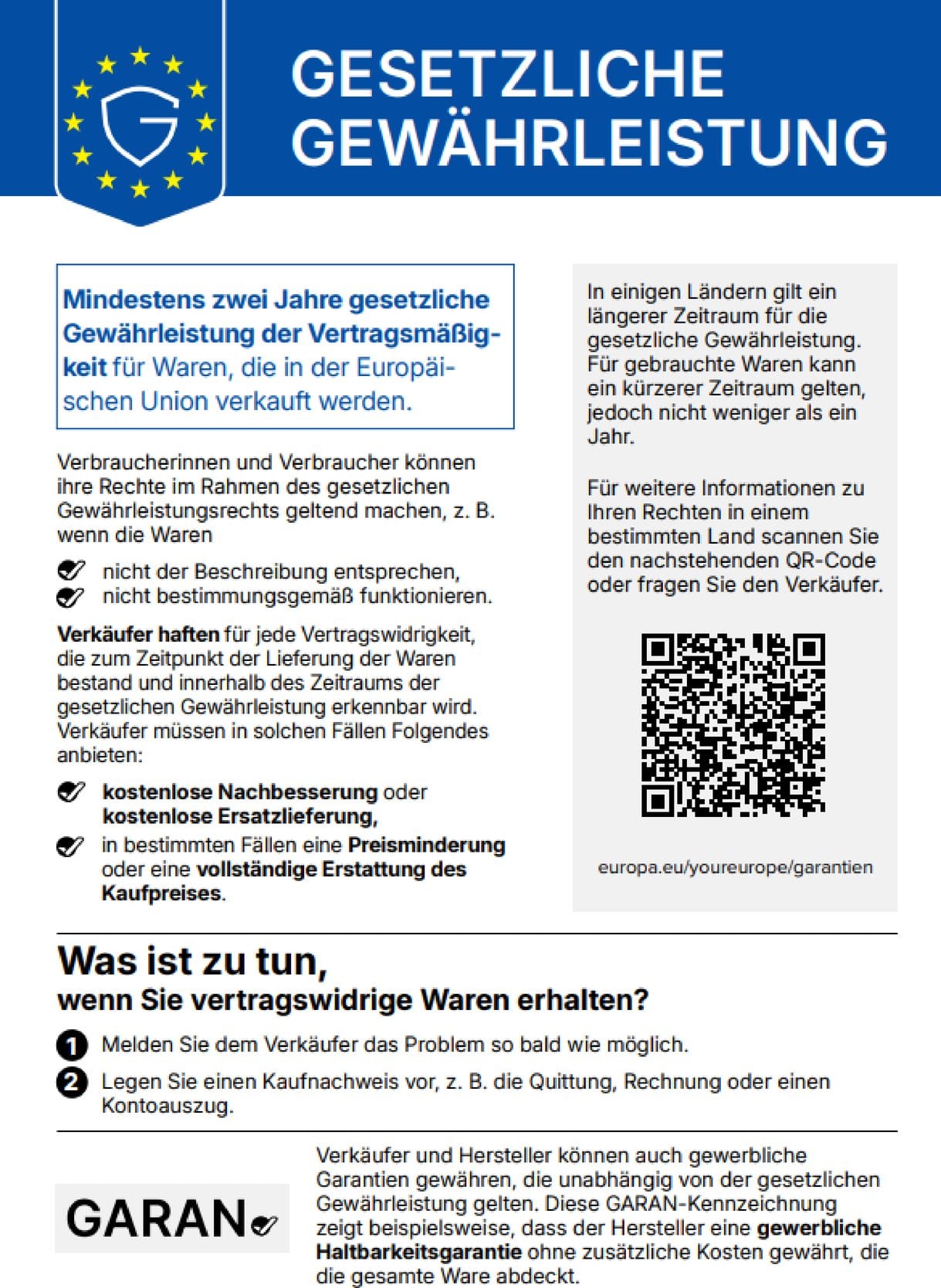 EU-Gewährleistungslabel